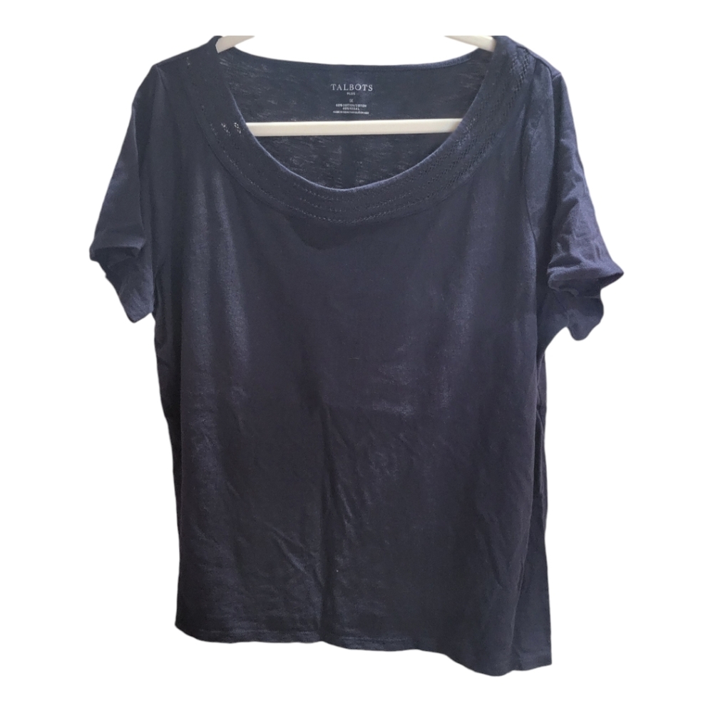 Talbots Short Sleeve Round Neck Shirt 100% Cotton Size 1X